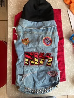 Fabdog KISS Distressed Denim Vest with Snap Front 22”